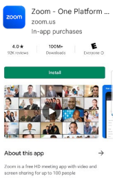 App store screen showing Zoom app install button